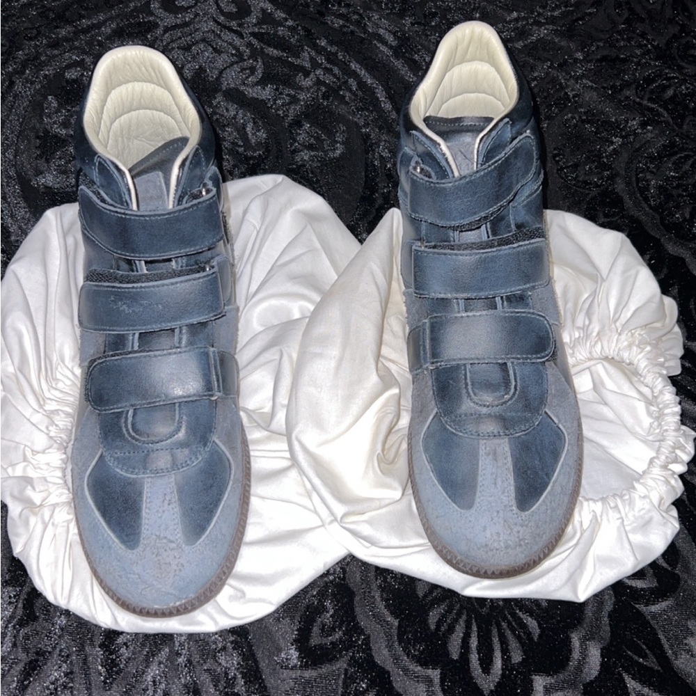 Men's Triple-Strap Burnished Leather & Suede High-Top Sneakers